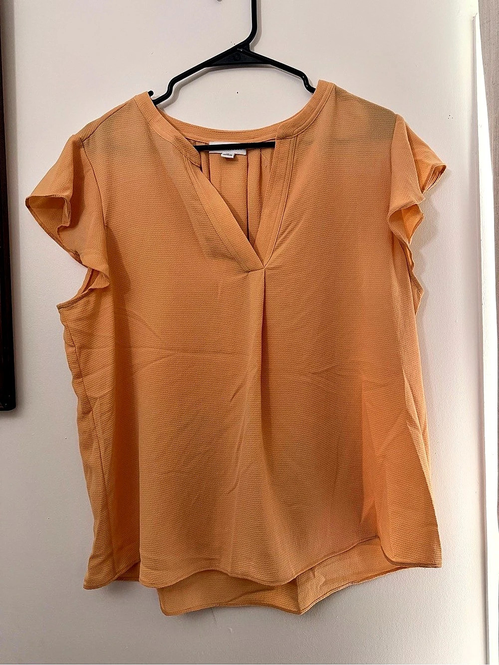 Calvin Klein V-Neck Flutter-Sleeve Top Orange XL